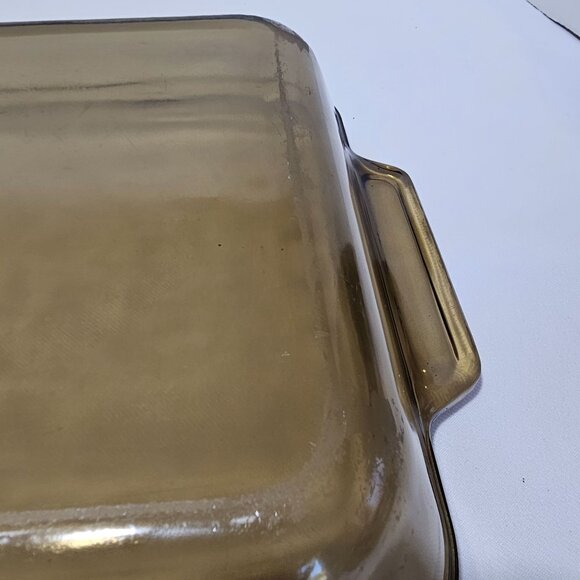 Anchor Hocking Harvest Amber Rectangular Baking Dish 13.5" brown glass 3qt scuff - Picture 8 of 10
